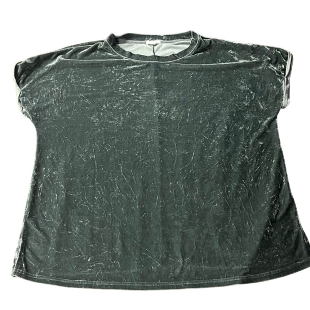 Sweet Salt XXL Gray Velvet Top Modest Loose Fit Short Sleeve Shirt Women